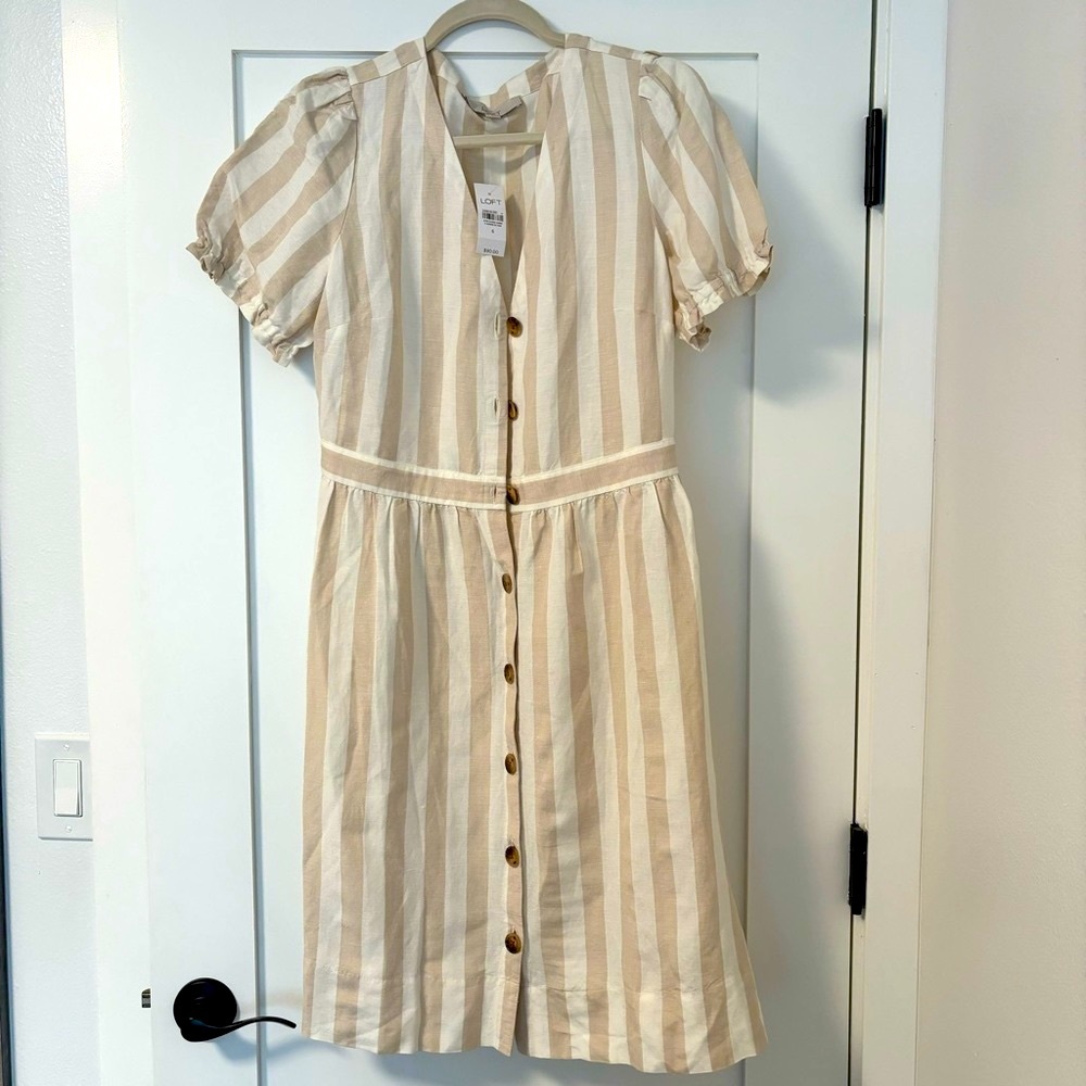 Loft Striped Linen Dress